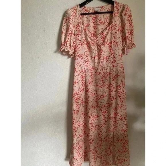 Est.1946 Floral Print Retro V-Neck Puff Sleeve Cottagecore Retro Midi Dress S - Picture 2 of 9